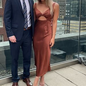 Hello Molly Brown Satin Dress - Size L